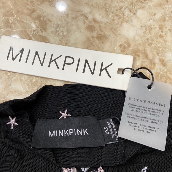Mink Pink Embroidered Mesh Long Sleeve Top. Size XXS. NWT - Picture 4 of 8